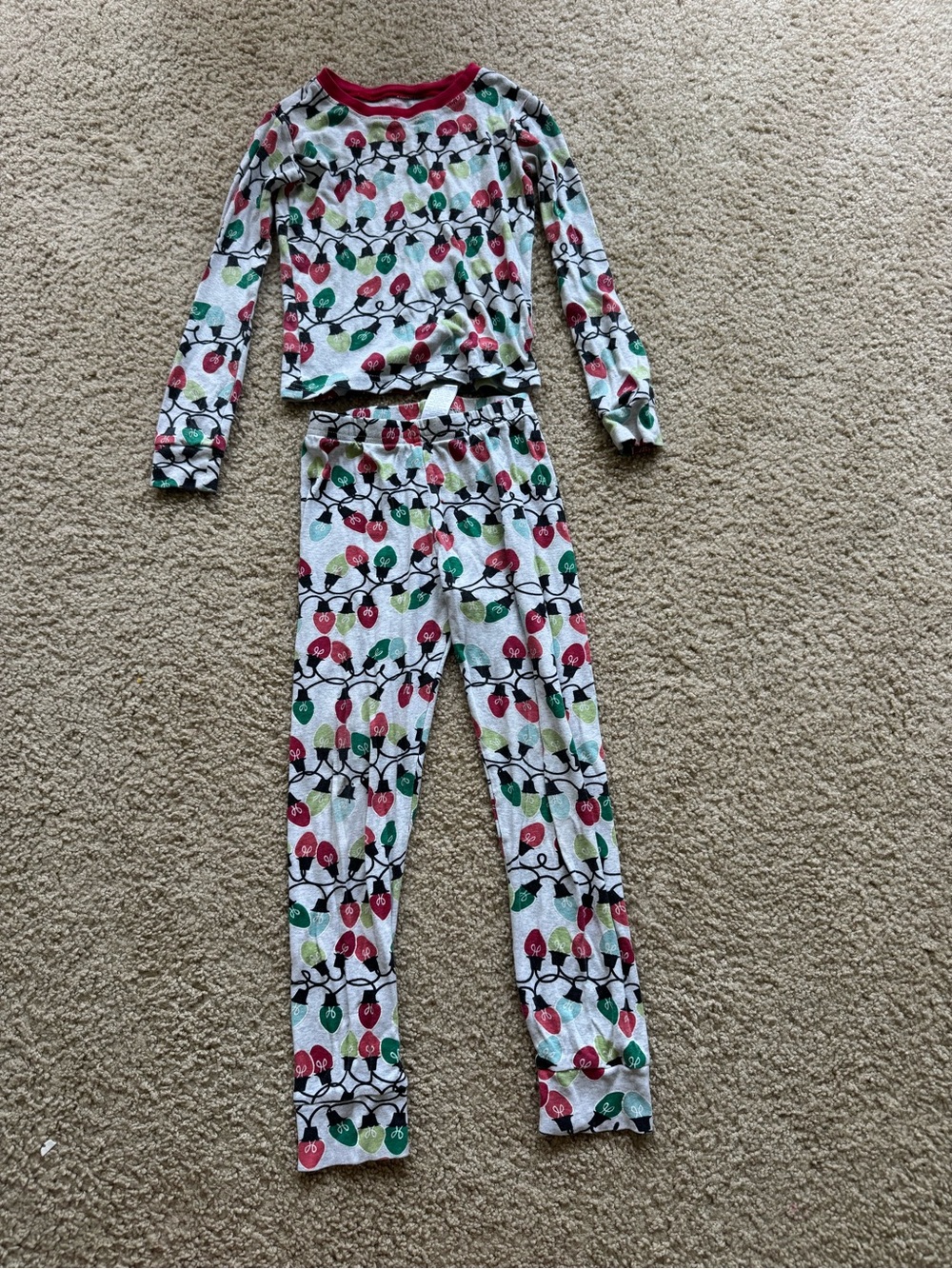 Kids Glow in the Dark Holiday Light Print Pajama Set